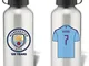 Manchester City - Borraccia sportiva in alluminio, personalizzabile