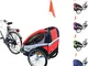 PAPILIOSHOP EAGLE Rimorchio carrello per il trasporto di 1 o 2 bambini in bici (Rosso)