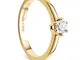 Orovi Anello Donna Solitario con Diamante taglio Brillante Ct. 0.25 in Oro Giallo 14 Kt 58...