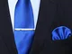 JEMYGINS Cravatta Uomo Blu in Seta Formali Matrimonio Riunirsi Occasioni Multicolore con F...