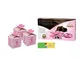 SCATOLINE PORTACONFETTI CUBETTO FIOCCO 25 PZ + 1KG CONFETTI + BIGLIETTINI (1 ANNO ONE PINK...