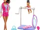 Playset Ginnasta,con una Barbie, sbarra interattiva e piccola allieva