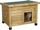 Casetta per gatti in legno Kerbl Rustica, porta a doghe, finestra in plexiglas, piedini in...