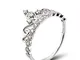 corona in argento Sterling 925 zircone anello da donna, Anello di fidanzamento gioielli mi...