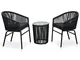 vidaXL Set mobili da giardino 3 pezzi con cuscini in rattan PVC nero