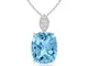 Cuscino topazio blu svizzero ciondolo collana da donna con diamante Bail, platino, cod. AN...