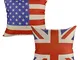 Luxbon Set di 2 Stati Uniti & Union Jack Bandiera Britannica Federa per Cuscino in Contone...