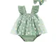 Carolilly Pagliaccetto Estivo Neonata Tutu in Tulle Elegante Tutina Neonata in Pizzo Stamp...