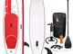 ECD Germany Tavola Gonfiabile Paddle Board Stand Up (SUP) 308 x 76 x 10 cm Rosso Diversi M...