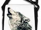 Atprints Howling Arctic Wild White Wolf Art Borsa a tracolla