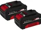 Einhell Originale PXC Twin Pack 4,0 Ah Batterie, 18 V, Per tutti i dispositivi Power X-Cha...