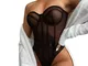 WangsCanis Intimo Sexy da Donna Pigiama Tuta Trasparente Senza Spalline Tuta a Tubo Top Co...