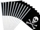 Anley Pirata Bandiera Bastoncino, Jolly Roger 5x8 Pollici Mini Bandiera Portatile con Asta...