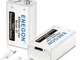 ENEGON 9V USB Dirette Batteria 650mAh Litio Ricaricabile con Cavo Micro USB 2 in 1 per Mic...