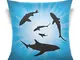 N / A Vector Sharks Underwater And Sunlight Pattern Decorative Throw Federa Cuscino Fodera...