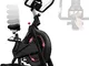 Spin Bike - Volano d'Inerzia 8 kg, Sella e Manubrio Regolabili, Display con Cardiofrequenz...