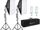 GEEKOTO Softbox Kit di Illuminazione 50 x 70cm, Luci da Studio Fotografico con 2 Lampadine...