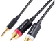 Amazon Basics Cavo adattatore da 3.5 mm a 2 RCA maschio, Auxiliary 1.2 m, Tablet, Nero