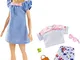 Barbie Fashionistas Abito Blu con Pizzo Rosa con Un Secondo Look Incluso, FRY79