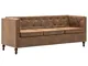 vidaXL Divano Chesterfield 3 posti in Scamosciato Marrone Sofa Arreddo Salotto