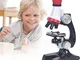 MJTP Giocattolo da esperimento per microscopio per Bambini, ingrandimento 1200x, 400x, 100...