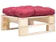 vidaXL Legno di Pino Pouf da Giardino a Pallet con Cuscino Rosso Rustico Sofa Seduta Ester...