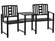 Outsunny Sedie da Giardino in Metallo Nero, Set Tavolino e Sedie da Giardino ed Esterno co...