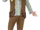 SMIFFYS Costume Hippie Anni '60, Multicolore, con Pantaloni, Top, Gilet, Medaglione e Fa