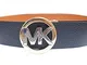 Michael Kors Womens Signature Two Tone MK Buckle Reversible Leather Belt Black/Brown (XL)