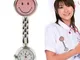 Orologio giallo sveglio Smiley stile dell'infermiera al quarzo con la clip (colore rosa) (...