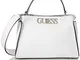 Guess Uptown Chic Turnlock Satchel Borsa a Tracolla da Donna, Bianco, Taglia Unica