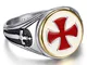 BOBIJOO JEWELRY - Anello Anello Uomo Templari Vintage Croce Rossa Spada di Acciaio Inossid...