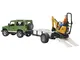 Bruder 2593 Land Rover Defender with One Axle Trailer, JCB Micro Excavator and Worker