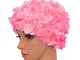 Medifier Cappellini da bagno vintage con petali floreali retrò per donne rosa