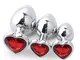 BONDAGERIE® Plug in Metallo con Diamante a forma di Cuore, colore Rosso, varie misure
