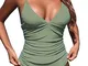 Cupshe, Costume da bagno intero da donna modellante con scollo a V, Verde militare, L