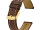 BISONSTRAP Cinturini per orologi Vintage con Fibbia Oro, Cinturino di Ricambio in Pelle 18...