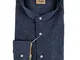 ALVIERO MARTINI Camicia Slim Coreana in Lino e Cotone Uomo Colore Blu - U1331UE420106 (46)