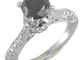 Vir Jewels - Anello da donna in oro bianco 14 carati (585), diamante nero e diamante 2,2 c...