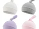 XIAOHAWANG 4 Pacchetti Bambino Beanie Nodo Cappello Neonato Ragazzi Ragazze Cotone Regolab...