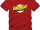 Bisura T-Shirt Bazinga Big Bang Theory By (11/12 Anni Bambino, Rosso)