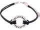 Teamer Bracciale in corda cerata, regolabile, con ciondolo a tema pallavolo con scritta “V...