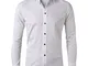 Harrms Camicia Elastica di bambù Fibra per Uomo, Slim Fit, Camicie da Cerimonia Manica Lun...