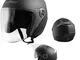 A-PRO SRL Casco Jet Moto Omologato ECE 22-05 Visiera Parasole Nero Opaco L