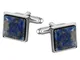 KnSam Accessori per Uomo Acciaio Inossidabile Gioielli Carta Geografica Gemelli Blu 1.4X1....