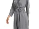 UNibelle Vestaglia da Donna 3/4 Maniche Accappatoi Kimono Estivo con Scollo a V Grigio Chi...