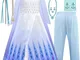 EMIN Elsa - Costume da principessa, regina di ghiaccio, 2 pezzi, per bambini, a maniche lu...