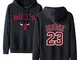 HEJX Bulls 23th Maglione Felpa con Cappuccio Giacca da Basket Maglione Uomo Maglione con C...