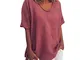 Fcostume Camicia da Donna Taglie Forti Camicetta Girocollo Camicette di Cotone t-Shirt da...