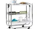 Relaxdays 10020776_49 Carrello da Cucina Portavivande con Cestello, Pieghevole, 4 Ruote, B...